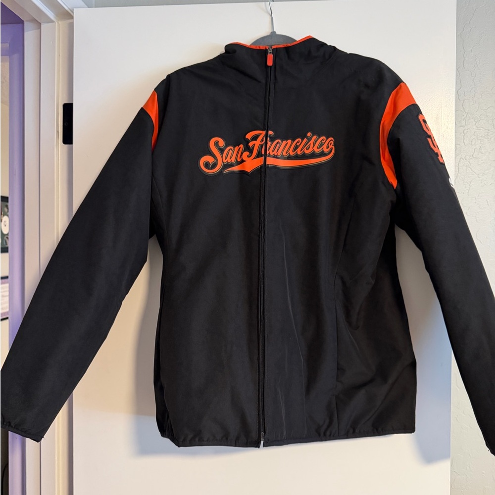Majestic Black and Orange San Francisco Men's Bomber Jacket